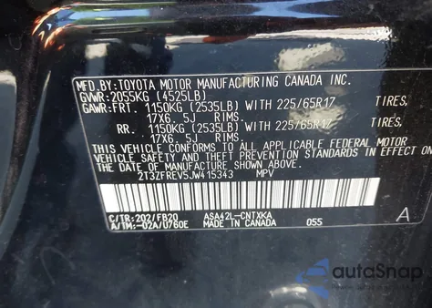 2018 Toyota Rav4 Le из США, поврежденный, VIN 2T3ZFREV5JW415343